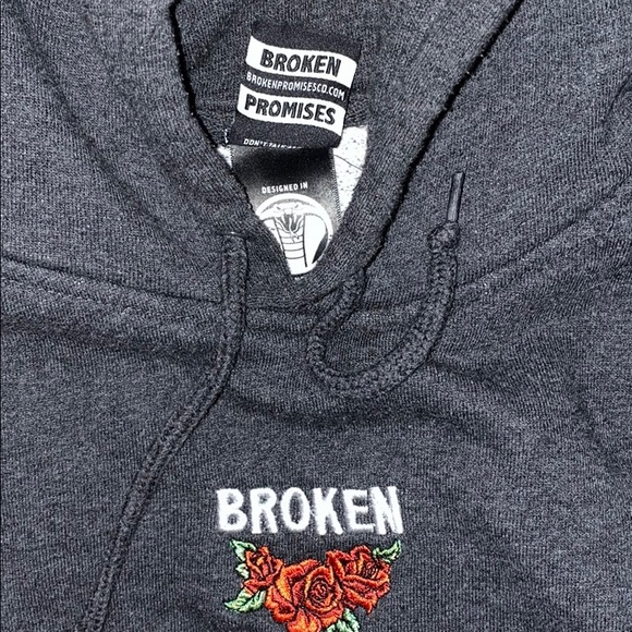 Men’s broken promises grey hoodie - Picture 2 of 3